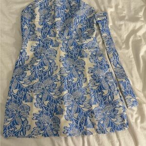 Blue and White Floral Mini Dress